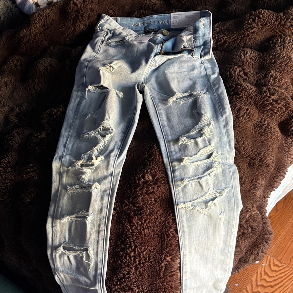 American Eagle Outfitters Men's Ripped Light Blue Skinny Jeans